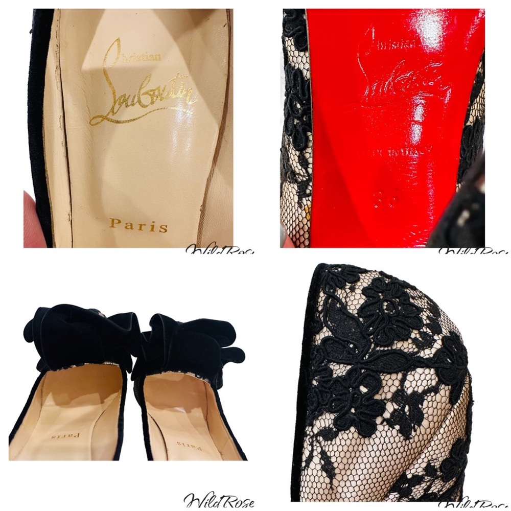 CHRISTIAN LOUBOUTIN “Lady Page” Black Floral Lace &Velvet Nude Heels SZ 36 - Picture 17 of 17